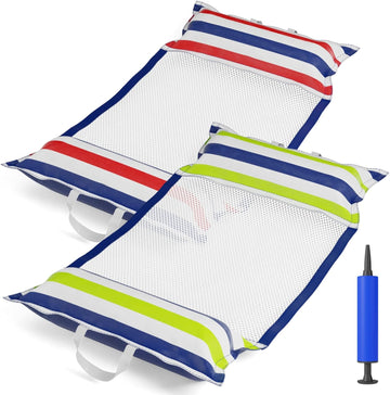 asonwell Inflatable Pool Hammock Float - 2 Pack Water Hammock Pool Floaties Multi-Purpose (Saddle Lounge Chair Drifter) 4 in 1 Lake Beach Floating Loungers Swimming Pool Floats Toys for Adults - Jasonwell